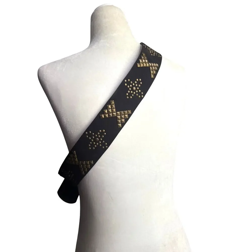 Amiee Lynn Black Belt With‎ Studded Detail Size Large